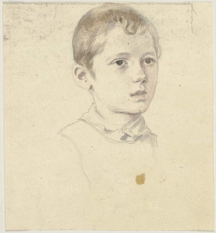 Boy's head to the right, c1830-1872. Creator: Jakob Becker.