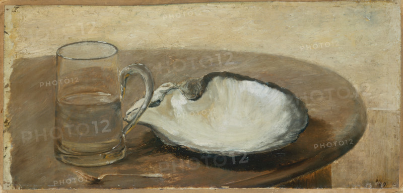 Still Life with Shell, Water Glass and Spoon, 1869. Creator: Louis Eysen.