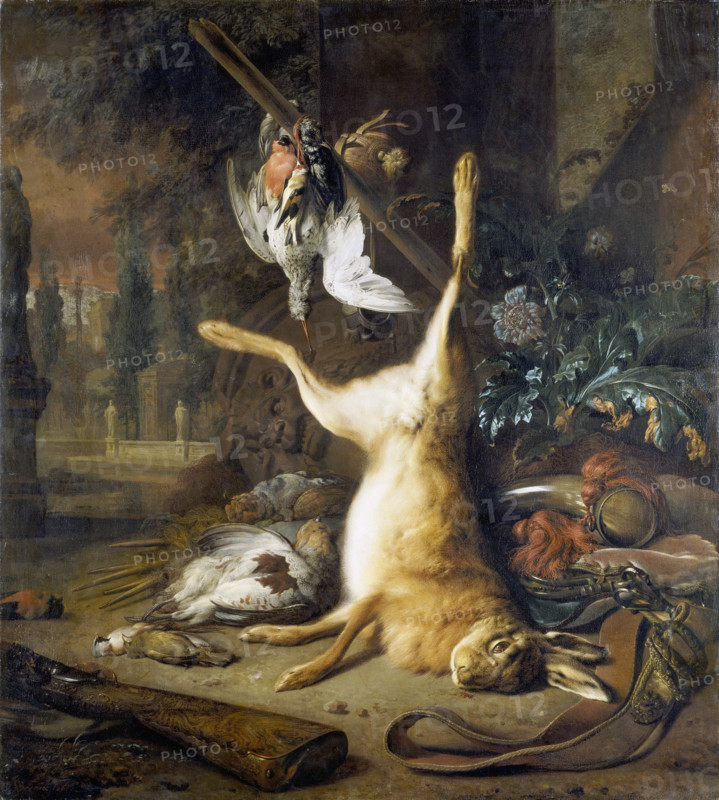 Still life with Dead Rabbit and Birds, 1681. Creator: Jan Weenix.