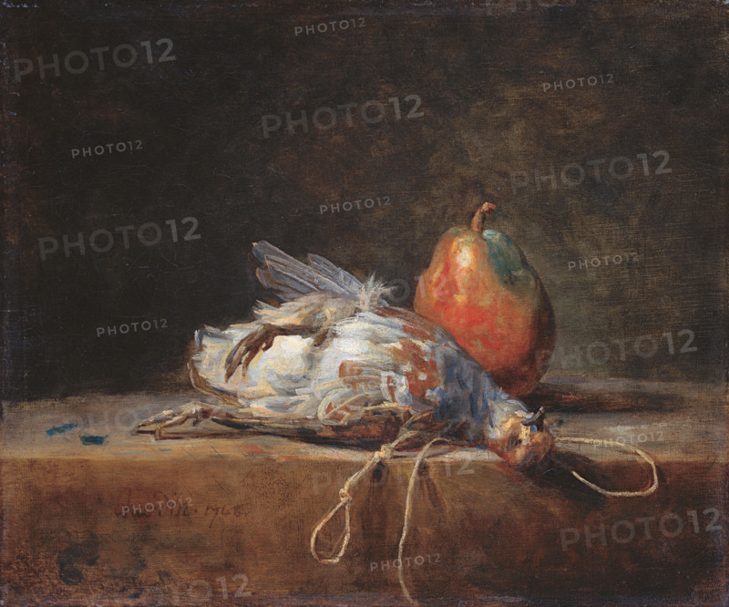 Still Life with Partridge and Pear, 1748. Creator: Jean-Simeon Chardin.