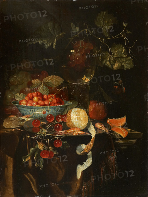 Still Life with Fruit and a Chinese Porcelain Bowl with Strawberries, 1665. Creator: Harmen Loeding.