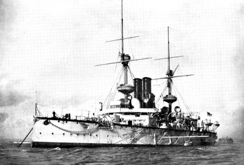 The Chinese Crisis: H.M.S. Centurion, British flag-ship on the China Station, 1898. Creator: Symonds.