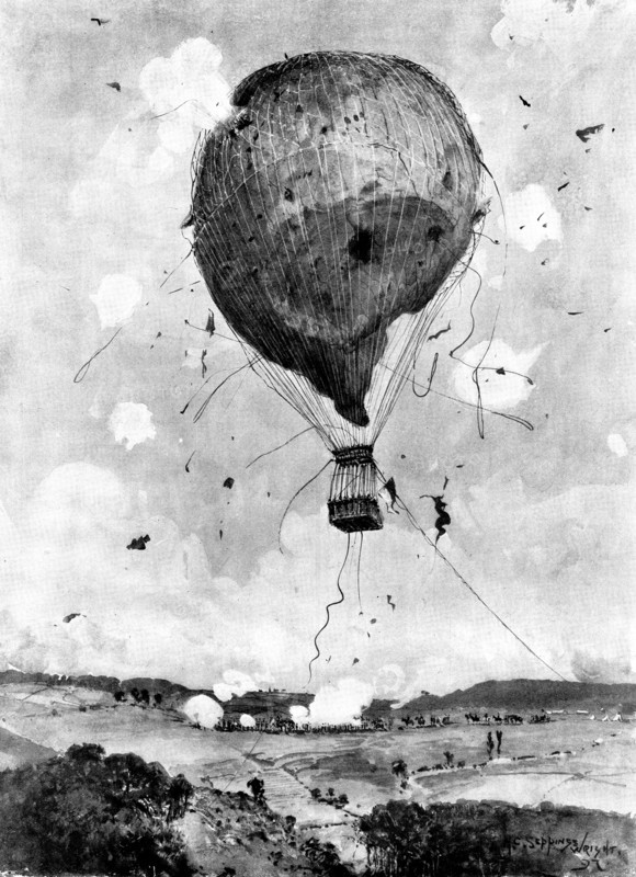The recent Military Balloon Experiments in Germany:...artillery shooting at a balloon..., 1898. Creator: HC Seppings Wright.