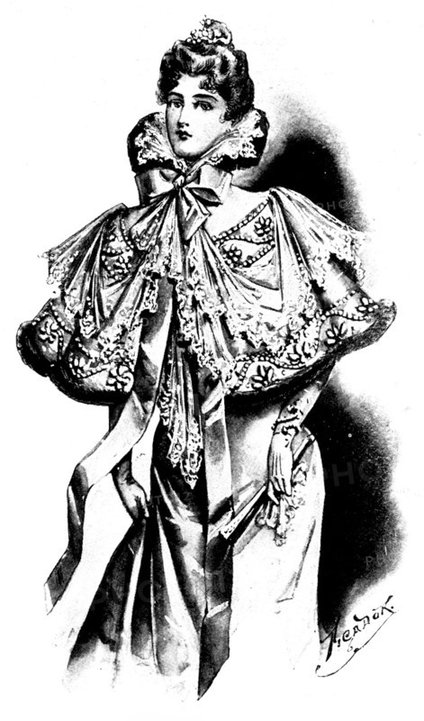 Ladies' Page: a chic opera-cape, 1898. Creator: Picador.