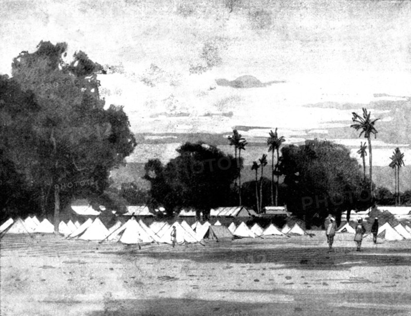 Reinforcements for Uganda: arrival of an Indian Contingent at Mombasa - 27th Bombay Infantry, 1898. Creator: George Montbard.
