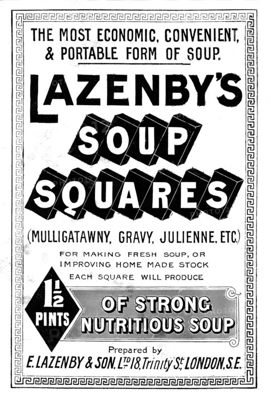 Advertisement for Lazenby's Soup Squares, 1898. Creator: Unknown.