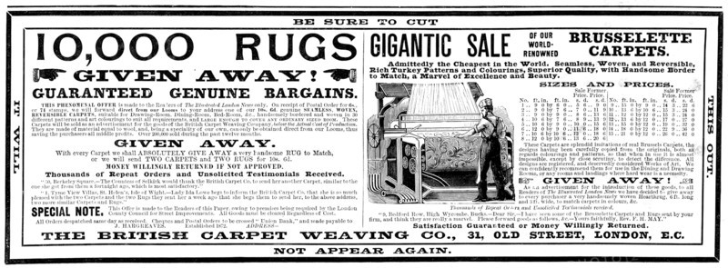 Advertisement for the British Carpet Weaving Co., 1898. Creator: Unknown.