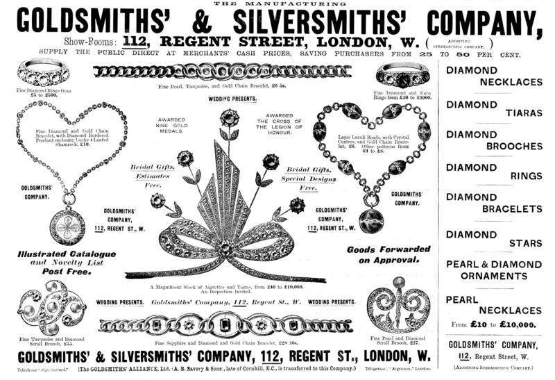 Advertisement for the Goldsmiths' & Silversmiths' Company, 1898. Creator: Unknown.