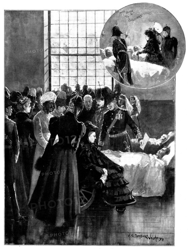 The Queen's Visit to Netley Hospital:...wounded [soldier]...Indian Frontier Campaign, 1898. Creator: Unknown.