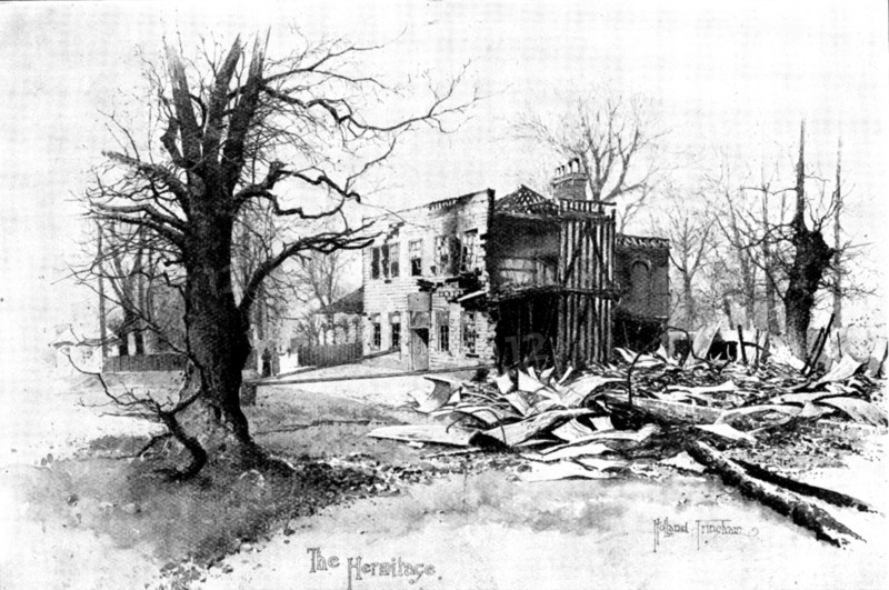The Hermitage, club-house of the Surrey Golf Club, destroyed by fire, 1898. Creator: Unknown.