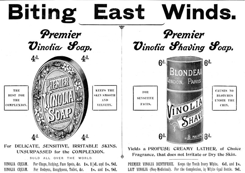 Advertisement for Vinolia soaps, 1898. Creator: Unknown.