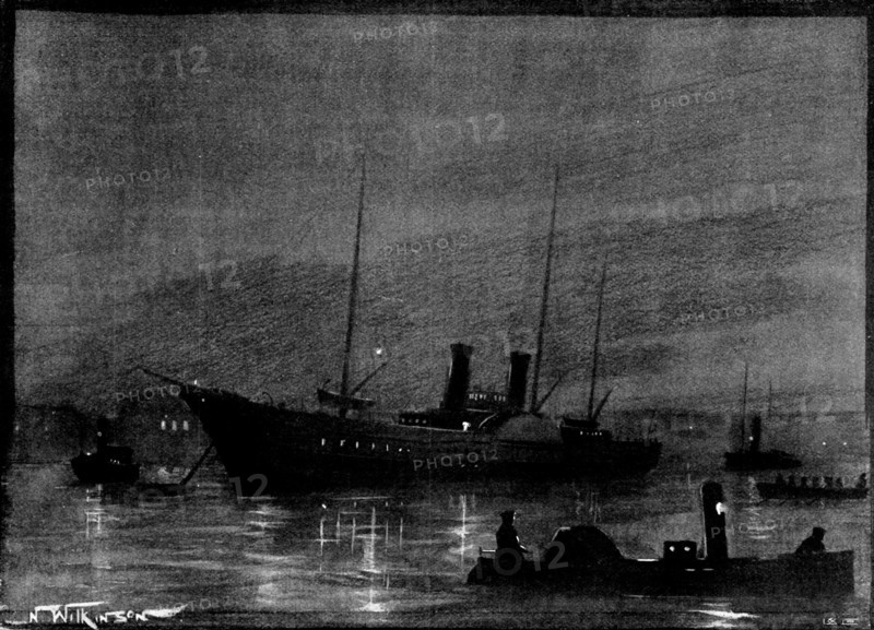 The Queen's Journey to Cimiez: ...the Royal Yacht in Portsmouth Harbour at night, 1898.  Creator: Unknown.
