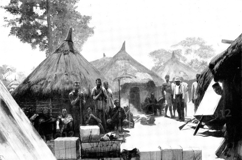 With the British Expedition from Accra to the Gold Coast Hinterland: refugees...at Dekrupé, 1898.  Creator: Unknown.
