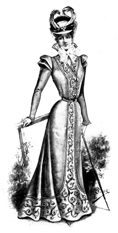 Ladies' Pages: a stylish cloth gown, 1898. Creator: Picador.