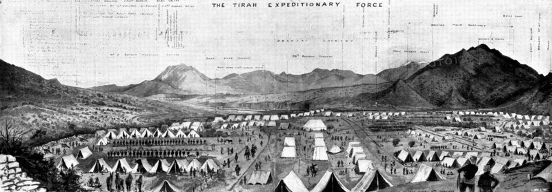 With the Tirah Expeditionary Force: bird's eye view of...Barkai Camp, Bara Valley, 1898. Creator: Unknown.