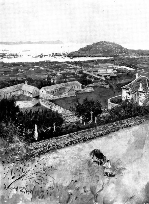The Chinese Question: the Treaty Port Chefoo - view of the town and harbour, 1898. Creator: Unknown.