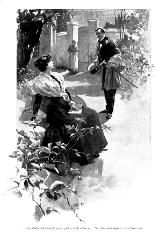 It Was the Nightingale: A...shadow fell across the...path...The Prince stood before her..., 1898. Creator: Unknown.
