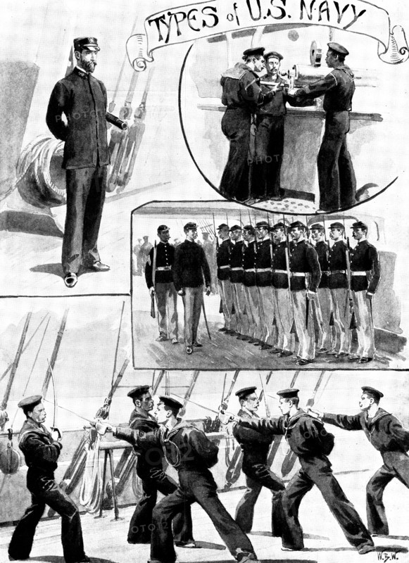 The Spanish-American War: officers and men of the United States Navy, 1898. Creator: Unknown.