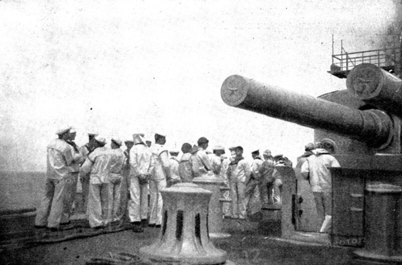 The Spanish-American War: American naval and military types...turret guns on the "Puritan", 1898. Creator: Unknown.