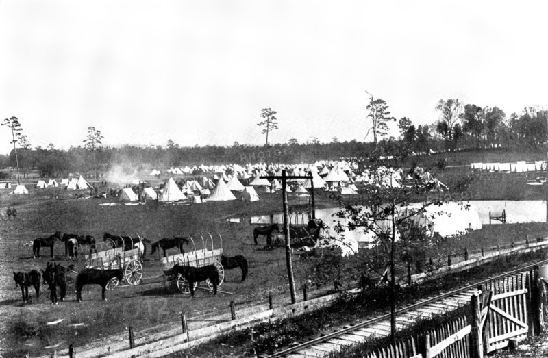 The Spanish-American War: camp of the U.S. Army, Government Park, Chickamauga, Georgia, 1898. Creator: R. E. M. Saverkrop.