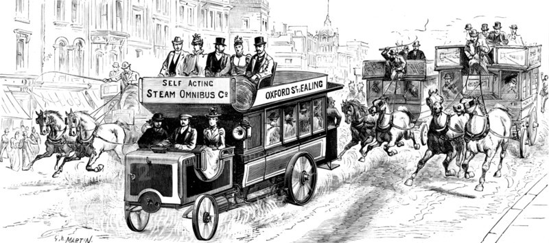 Motors in London: omnibus running from Oxford Circus to Ealing, 1898. Creator: Unknown.