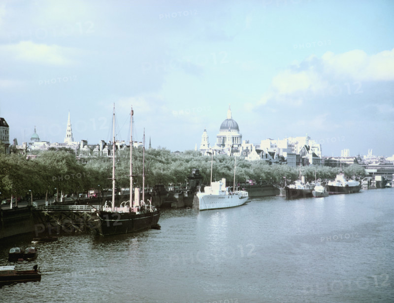 River Thames and the Embankment, c1955. Creator: Arthur Charles Kirby Ware.