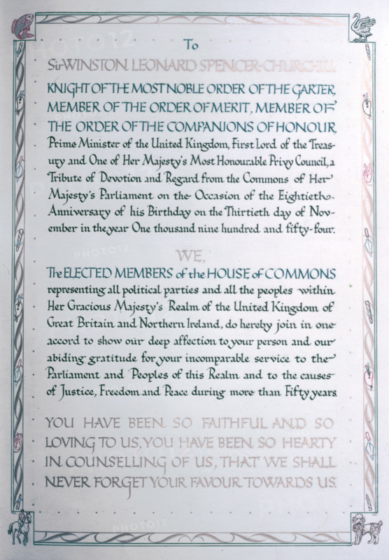 Tribute of Devotion to Sir Winston Churchill on his 80th birthday, 1954.  Creator: Arthur Charles Kirby Ware.