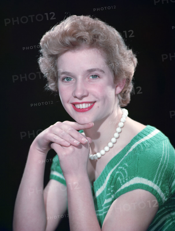 Portrait of a woman with green eyes, c1955.  Creator: Arthur Charles Kirby Ware.
