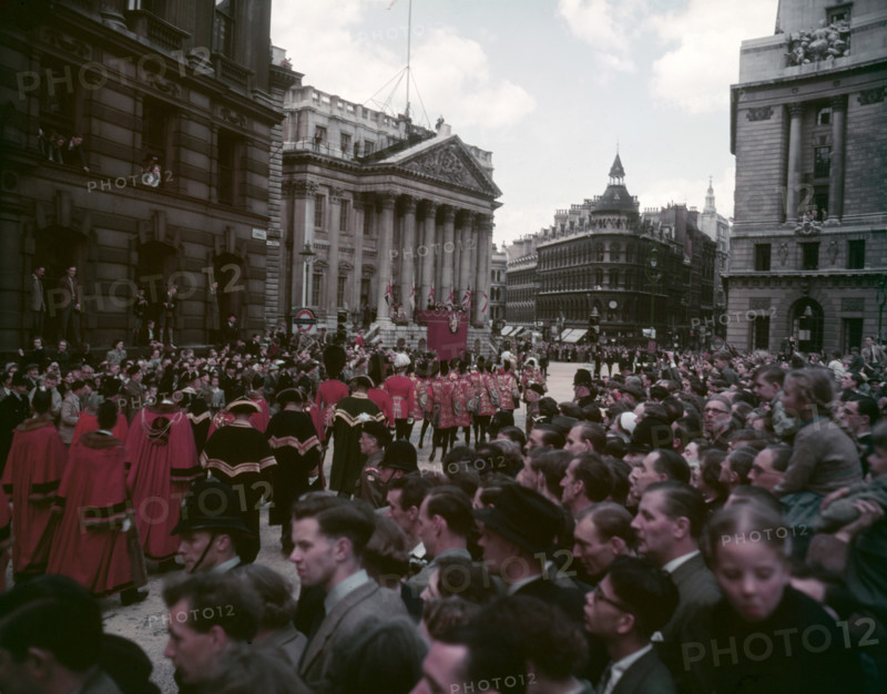 Procession in honour of the Coronation of Elizabeth II, Cornhill, City of London, 2nd June 1953. Creator: Arthur Charles Kirby Ware.