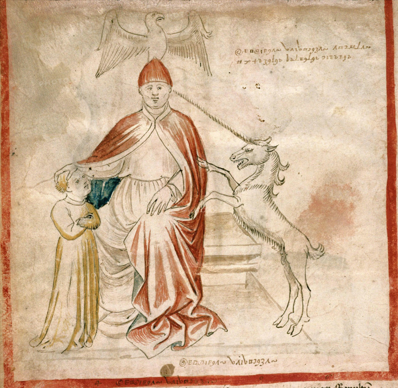 The Pope with the Unicorn. Vaticinia de summis pontificibus, 1450-1460. Creator: Anonymous.