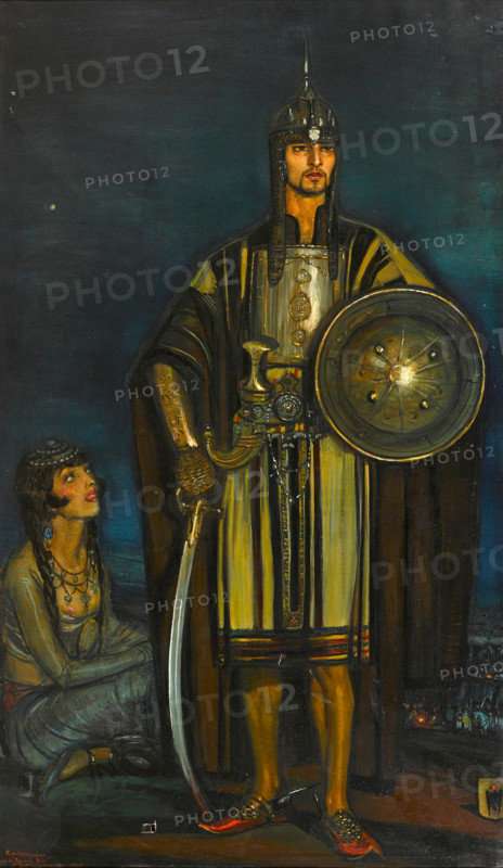 Portrait of Rudolph Valentino in "The Hooded Falcon", 1925. Creator: Beltrán Massés, Federico (1885-1949).