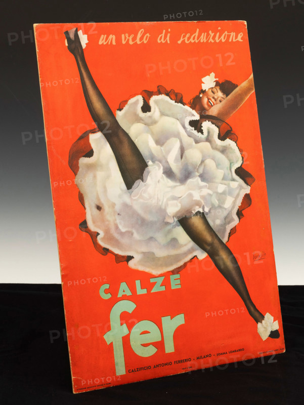Calze Fer - Un velo di seduzione. Calzificio Antonio Ferrerio, 1950. Creator: Boccasile, Gino (1901-1952).