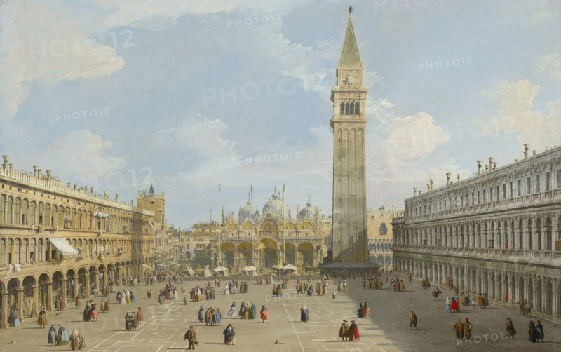 The Piazza San Marco, Venice, looking east towards the basilica, c1730. Creator: Canaletto (1697-1768).