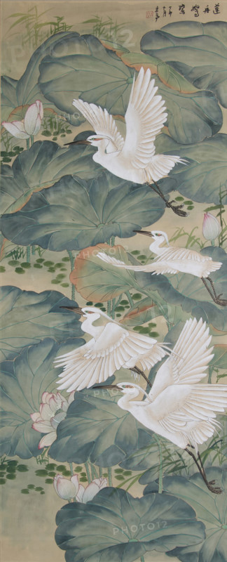 Cranes and Lotus. Creator: Chinese Master.