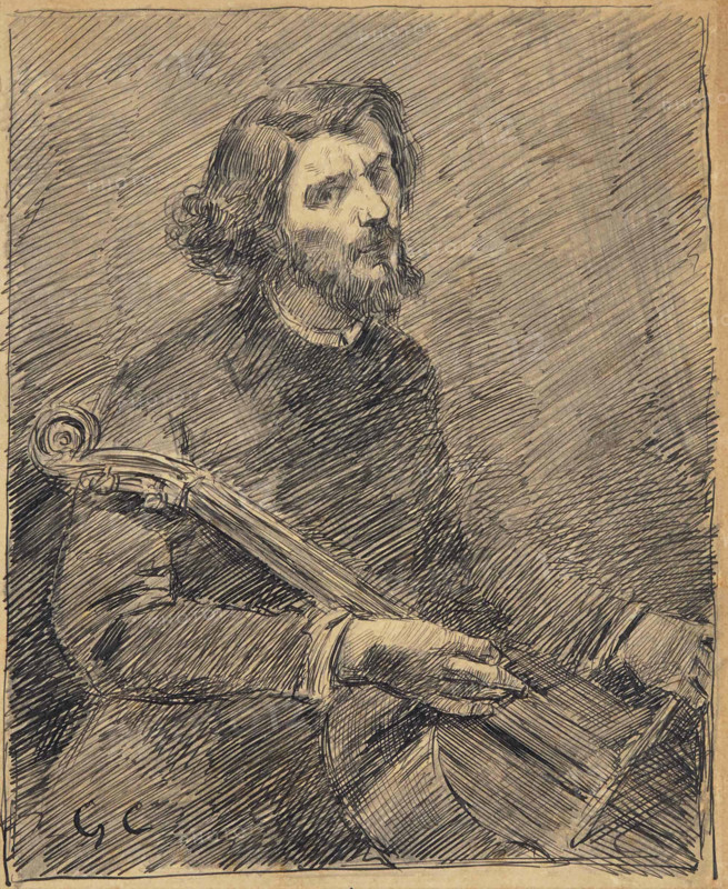 The Cellist, Self-portrait, c1847. Creator: Courbet, Gustave (1819-1877).