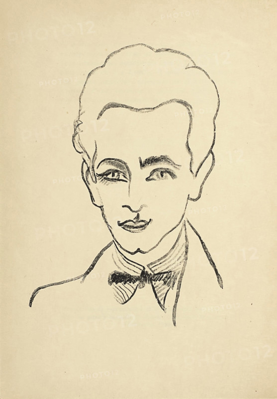 Portrait of Louis Aragon, frontispice in "Les Aventures de Télémaque", 1922. Creator: Delaunay, Robert (1885-1941).