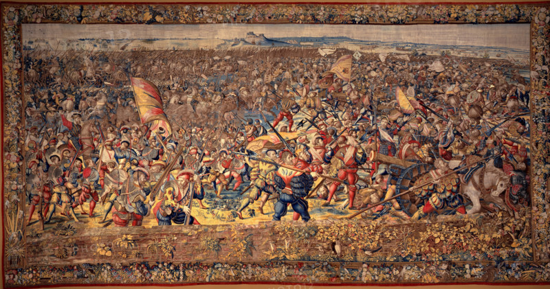 The Battle of Pavia: Defeat of the French Cavalry and the Imperial Infantry Seize...1528-1531. Creator: Dermoyen, Willem (active 1520-1530s).