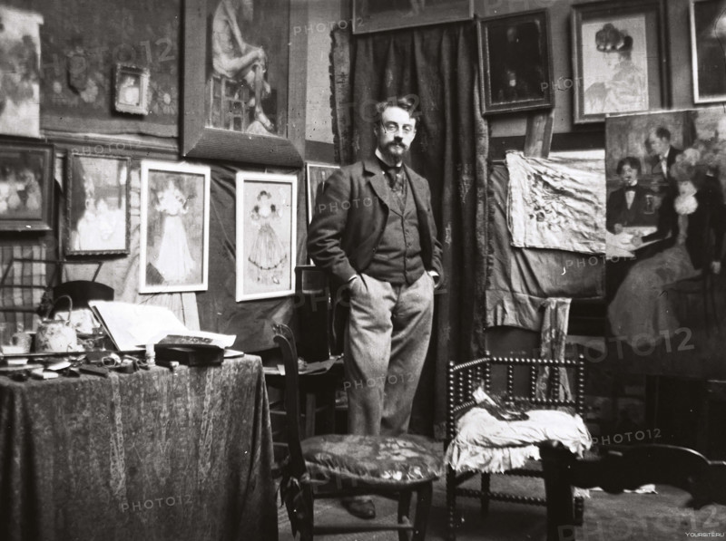 Henri Matisse in the workshop of Henri Evenepoel. Paris, 1897. Creator: Evenepoel, Henri Jacques Edouard (1872-1899).