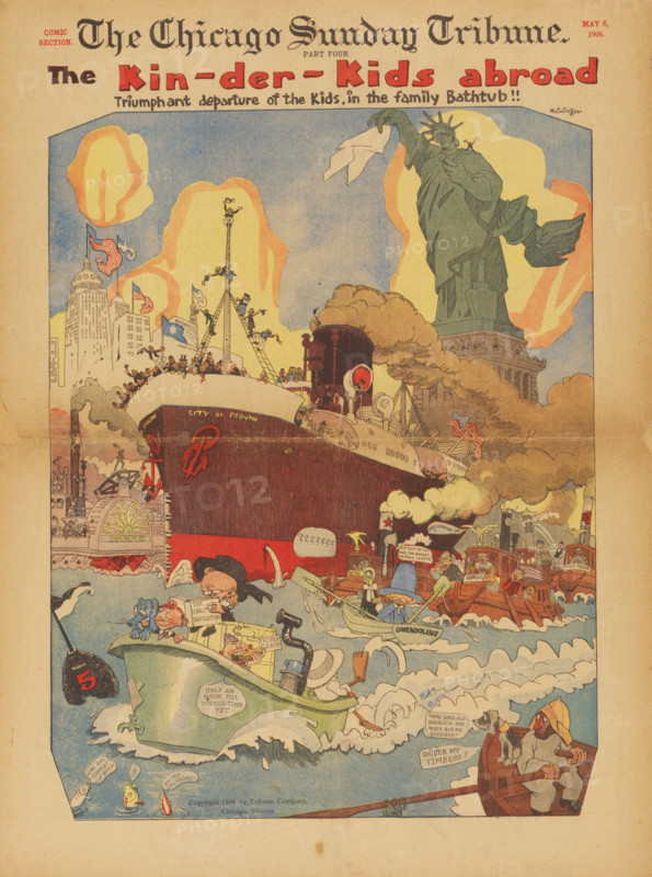 Comic strips from the series Kin-der-Kids. Chicago Tribune, 1906-1907. Creator: Feininger, Lyonel (1871-1956).