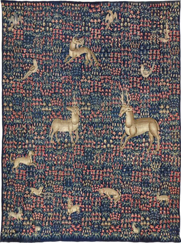 Millefleurs Tapestry with a Unicorn, c1500. Creator: Flemish master.
