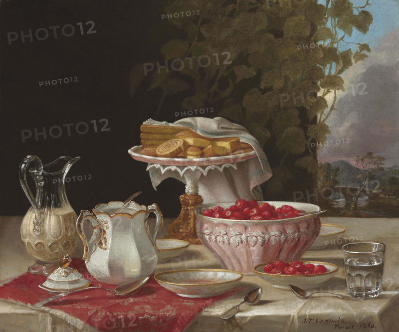 Strawberries and Cakes, 1860. Creator: Francis, John F. (1808-1886).