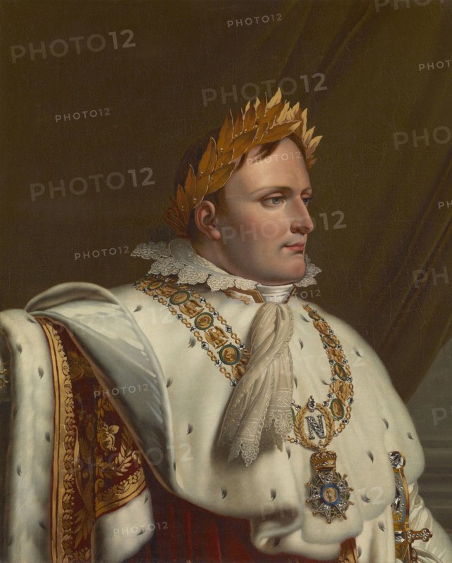 Portrait of Emperor Napoléon I Bonaparte (1769-1821) in his Coronation Robes, Early 19th cen.. Creator: Girodet de Roucy Trioson, Anne Louis (1767-1824).