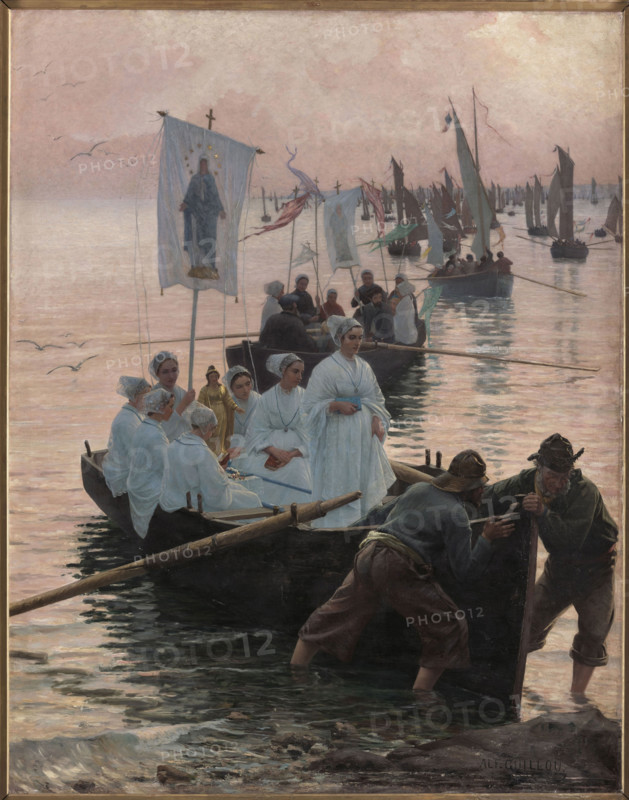 Arrival of the Pardon of Sainte Anne at Concarneau, 1887. Creator: Guillou, Alfred (1844-1926).