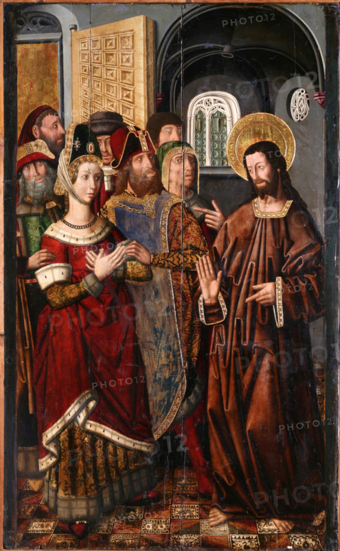 Christ and the Woman Taken in Adultery, c1470-1480. Creator: Jiménez (Ximénez), Miguel (active 1462-1505).