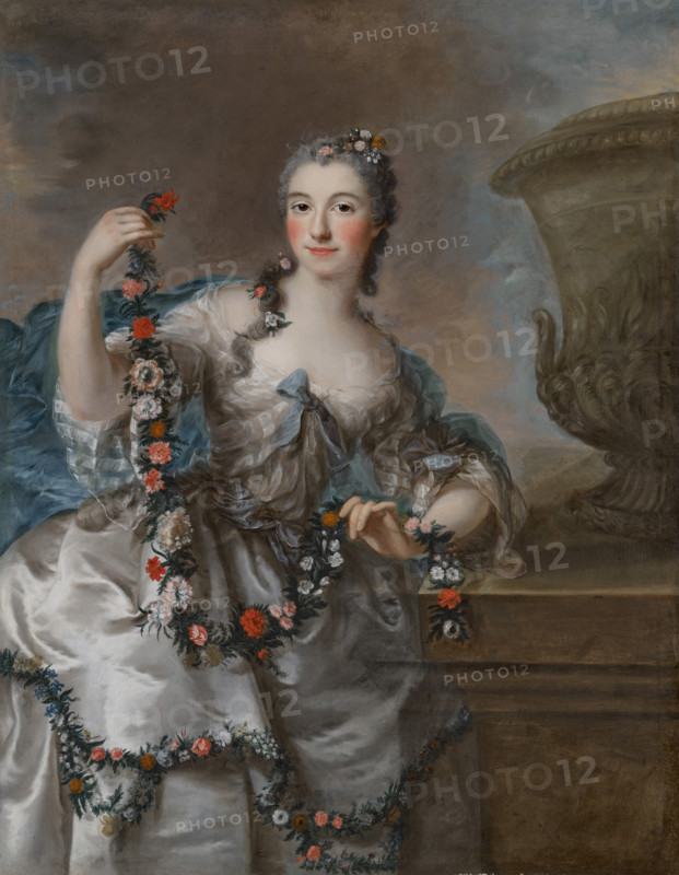 Portrait of a Woman as Flora. Creator: Loir, Marianne (1715-1769).