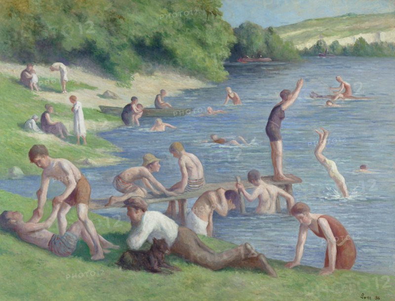 Méricourt, bathers and divers, 1936. Creator: Luce, Maximilien (1858-1941).