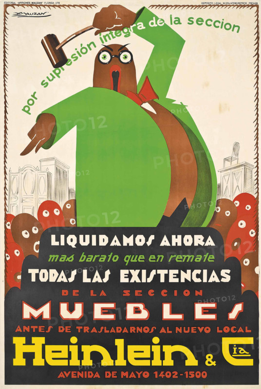 Muebles, Heinlein & Cia, 1929. Creator: Mauzan, Luciano Achille (1883-1952).