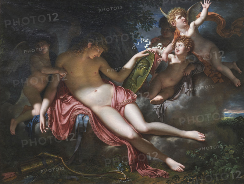 Adolescent Cupid weeping over the portrait of Psyche whom he has lost, 1792. Creator: Meynier, Charles (1768-1832).