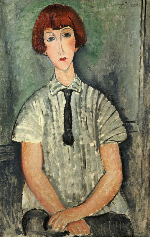 Young Girl with a Striped Blouse, 1917. Creator: Modigliani, Amedeo (1884-1920).
