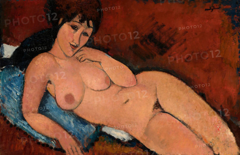 Nude on a Blue Cushion, 1917. Creator: Modigliani, Amedeo (1884-1920).